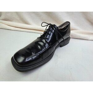 Kenneth Cole Size 10.5M Mens First Gear Black Leather Low Lace Square Toe Shoes